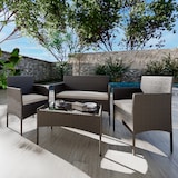 thumbnail of Arreditaly Set Di Mobili da Giardino Salotto Salottino in Rattan 4 Posti Tavolino E Ripiano In Vetro 2 Poltrone e Divano 2 Posti Per Giardino Nero