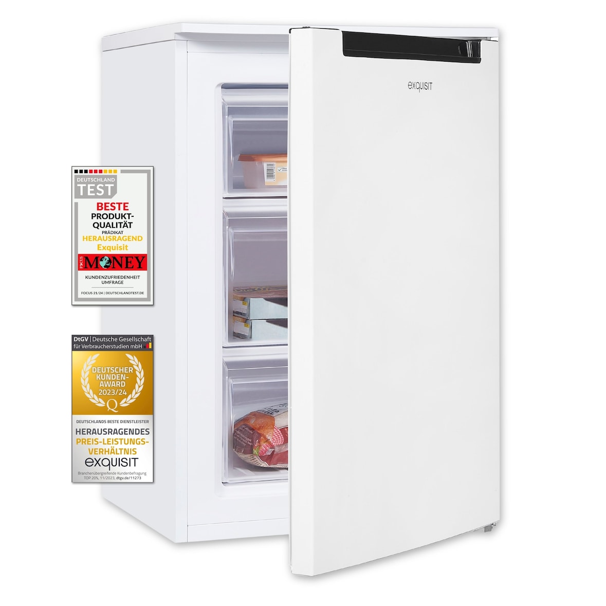 Exquisit Gefrierschrank GS81-040D weiss | Nutzinhalt: 87 L | Standgerät
