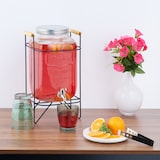 thumbnail of Relaxdays Getränkespender mit Ständer, Limobehälter 8 l, Zapfhahn und Deckel, Wasserspender, Glas, transparent/schwarz