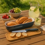 thumbnail of WellHome - Bambus-Brotkorb mit Messer, zweifarbiges Design und farbigem Etui, 40x125x85cm