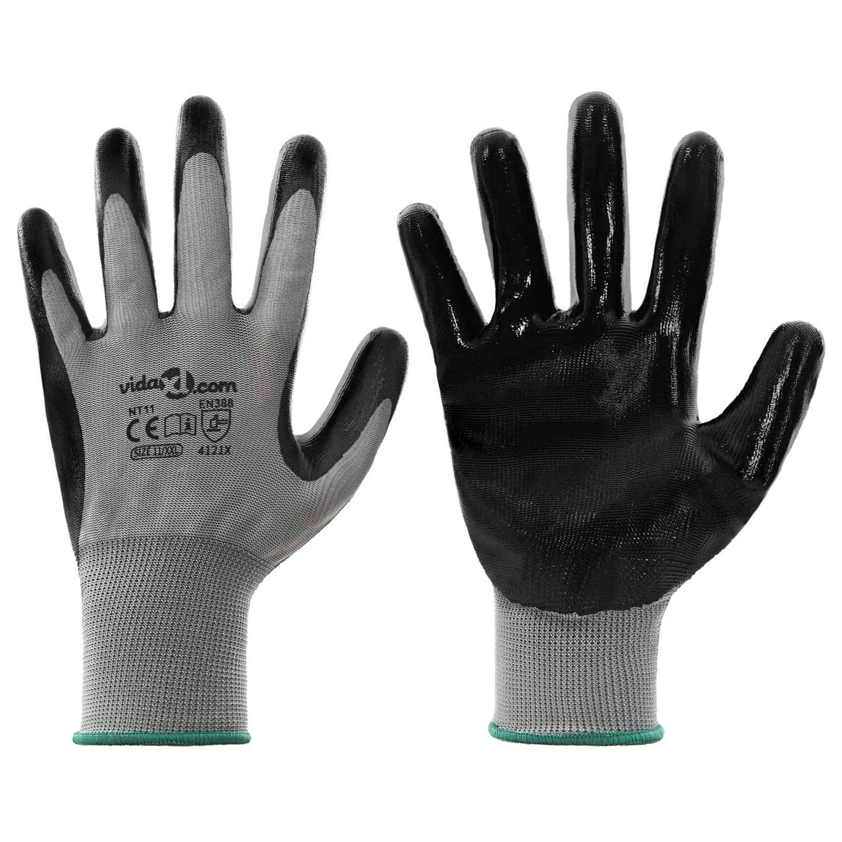 vidaXL Werkhandschoenen 24 pcs Grijs en zwart 11 / XXL Polyester