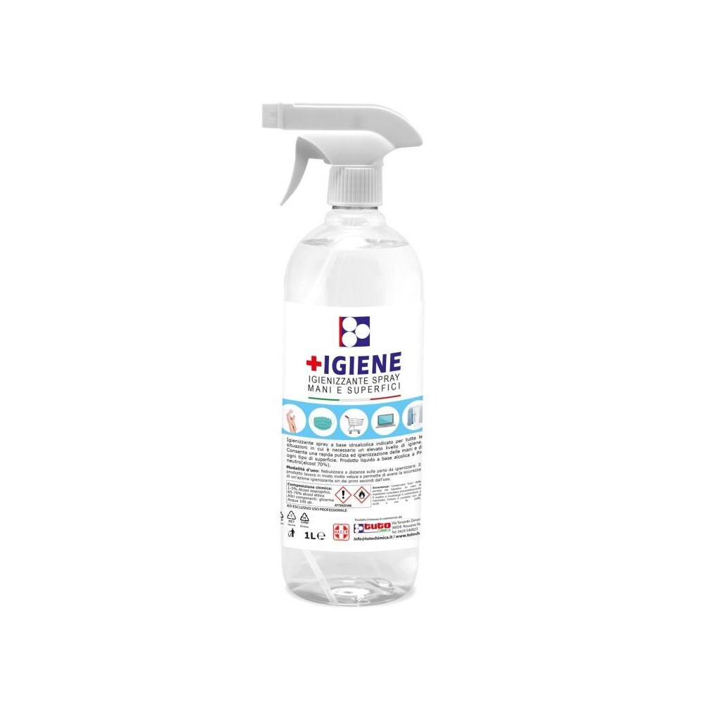 Più Igiene Spray Igienizzante Alcolico Mani E Superfici 1 LT - Prodotto Professionale