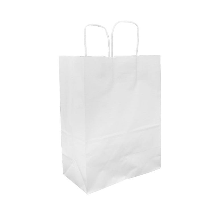 MONOUSO - Bolsa Papel Kraft Blanca con Asas 90g/m² 24+11x32cm (250 Uds)