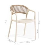 thumbnail of Set di 4 sedie in polipropilene con intreccio in corda, elegante, resistente, impilabile, per giardino, balcone, bar, ristoranti - JOLANDA - Crema