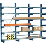 thumbnail of PROREGAL Kragarmregal doppelseitig TAURUS | Stahlfachböden | Grundregal | frei verstellbare Kragarmen | HxBxT 200x100x160cm | 5 Ebenen | Armlast 250kg