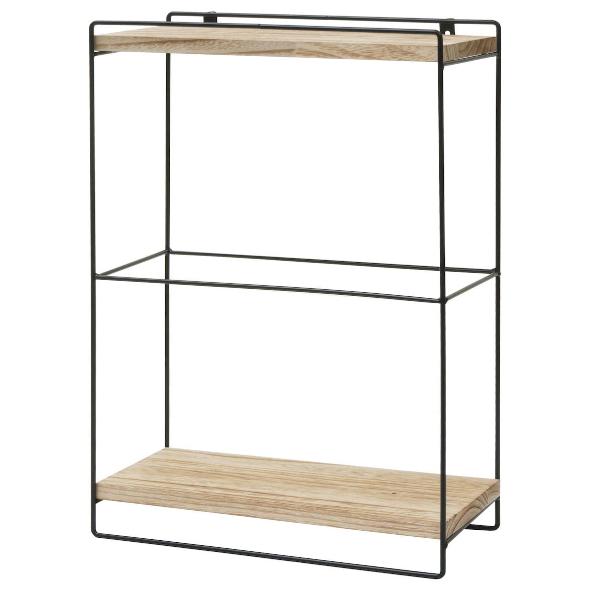 Estante de pared HWC-K77, estante colgante Estante de cocina, madera maciza metal Industrial 2 estantes 50x35x17cm ~ natural