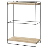 thumbnail of Estante de pared HWC-K77, estante colgante Estante de cocina, madera maciza metal Industrial 2 estantes 50x35x17cm ~ natural