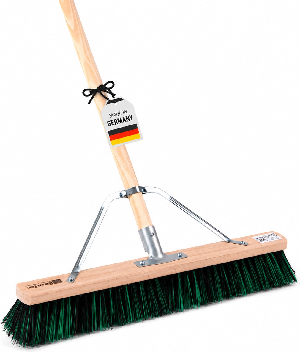 Straßenbesen 80cm Breit mit speziellem Stielstabilisator und Stiel 160cm Lang BawiMix Borsten Mix Besen Kehrbesen