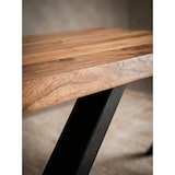 thumbnail of Esszimmertisch 180x90x76 cm Akazie Massivholz / Metall Esstisch Baumkante, Küchentisch Massiv mit X-Beinen in Schwarz, Holztisch Speisetisch