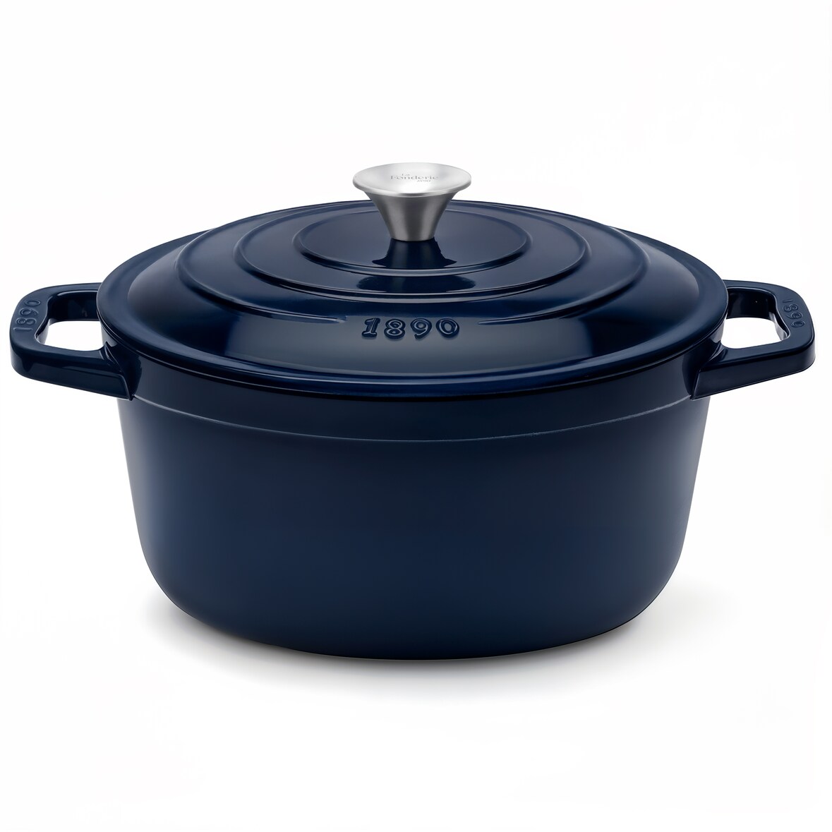 La Fonderie 1890 ronde braadpan ALMA25 van geëmailleerd gietijzer, diameter 25 cm, inhoud 4,7 L, marineblauw