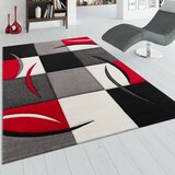 thumbnail of Teppich Kurzflor Karo Wohnzimmer schmutzabweisend Rot Rechteckig 160x230 | 100% Polypropylen, Rücken aus Jute | Florhöhe: 12 mm | nur Handreinigung