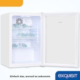 thumbnail of Exquisit Glastürkühlschrank GKS120-GT-160C weiss | Nutzinhalt: 118 L | Türschloss | 3 Gitterablagen | Umluftventilator | Standgerät