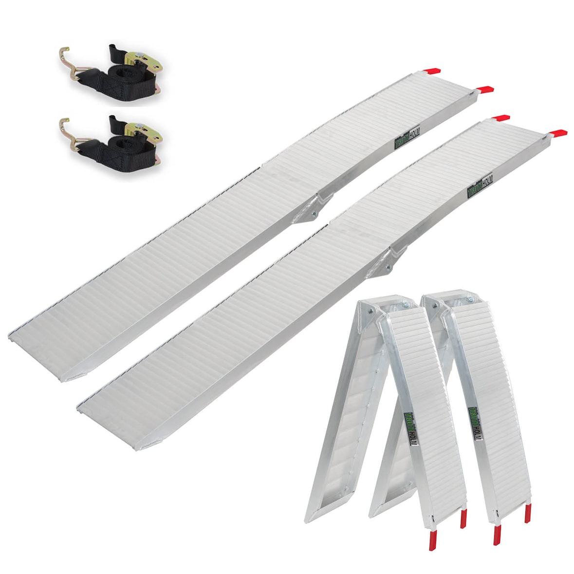 TRUTZHOLM 2 x Alu Auffahrrampen 205 cm 680 kg Tragkraft klappbar rutschhemmend gerillt Verladerampen