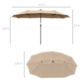 thumbnail of Doppelschirm mit 48 solarbetriebenen LED-Leuchten und Kurbelbedienung 4,5 m/Khaki