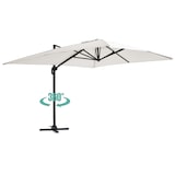 thumbnail of Vrijhangende parasol 3×4 m kantelbaar, draaibaar en met 4 vulbare tegels van wit aluminium