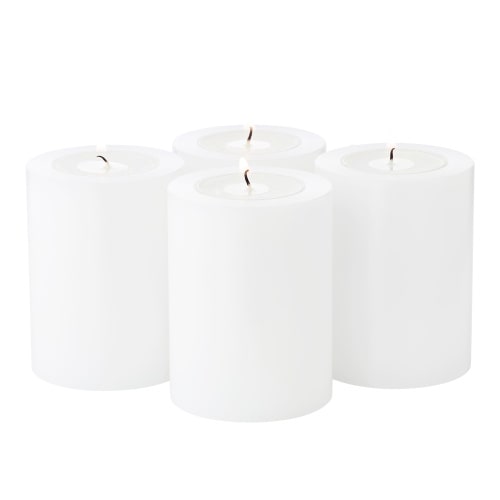 4er-Set Dauerkerze Cornelius (Höhe 8 cm, ø 6 cm), weiß, Teelichthalter hitzebeständig 90°