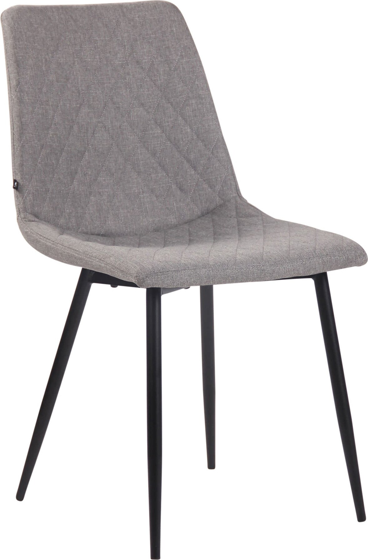Décoshop26 - Esszimmerstuhl x1 mit dekorativer Rautensteppung grauem Stoffsitz und schwarzen Metallbeinen 10_0007279