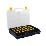 thumbnail of Boite de rangement, max. 24 compartiments, 21 séparateurs, couvercle transparent, empilable, 460 x 350 x 81 mm, noir/jaune
