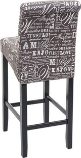 thumbnail of Barhocker gepolstert mit Lehne | Sitzhöhe 75cm | Holz MVG-zertifiziert | Schriftzug | Grau | dunkle Beine | Stoff/Textil | Barstuhl Tresenhocker