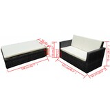 thumbnail of vidaXL 2-delige Loungeset met kussens poly rattan zwart