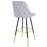 thumbnail of Set van 2 barkrukken HWC-E70, barkruk tegenkruk, retro design fluwelen gouden stokjes/pootjes ~ grijs