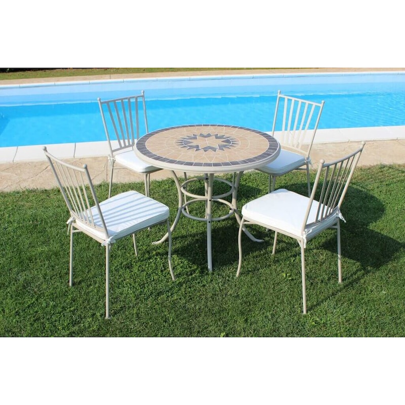 Outsunny Tavolo Da Giardino Rotondo Per 4 Persone Con Foro Per Ombrellone E Doghe In Metallo 115x72cm Nero 91251662