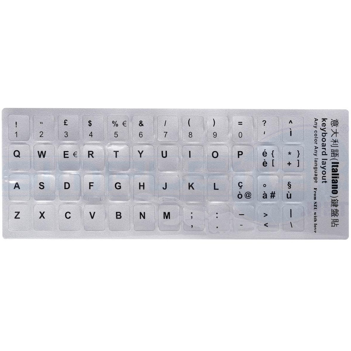 Adesivi Tastiera Grigi Layout Italiano Ita Lettere Nere Argento Notebook Pc