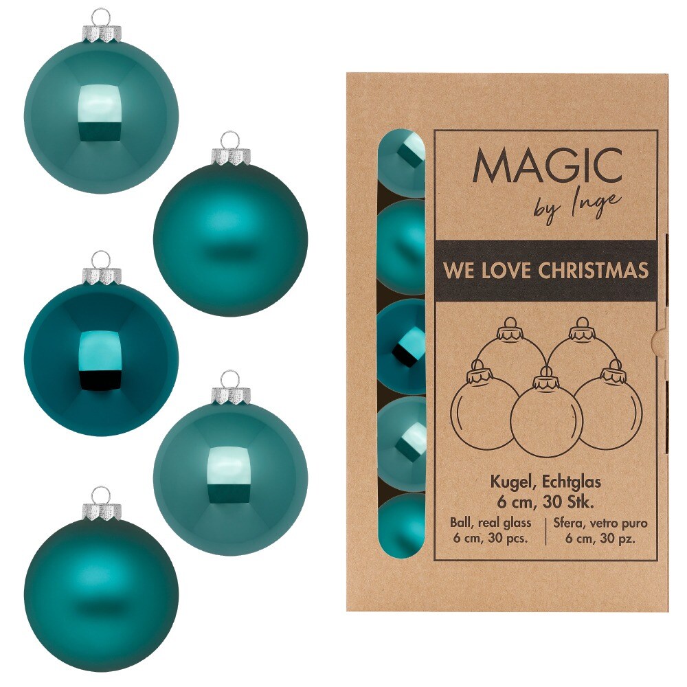 30 Weihnachtskugeln 6cm Glas Christbaumkugeln Weihnachtsbaumkugeln petrol türkis