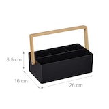 thumbnail of Relaxdays Organizer mit Griff, 4 Fächer, tragbar, Aufbewahrung, Bambus Henkel, Sortierbox, HBT 8,5 x 26 x 16 cm, schwarz