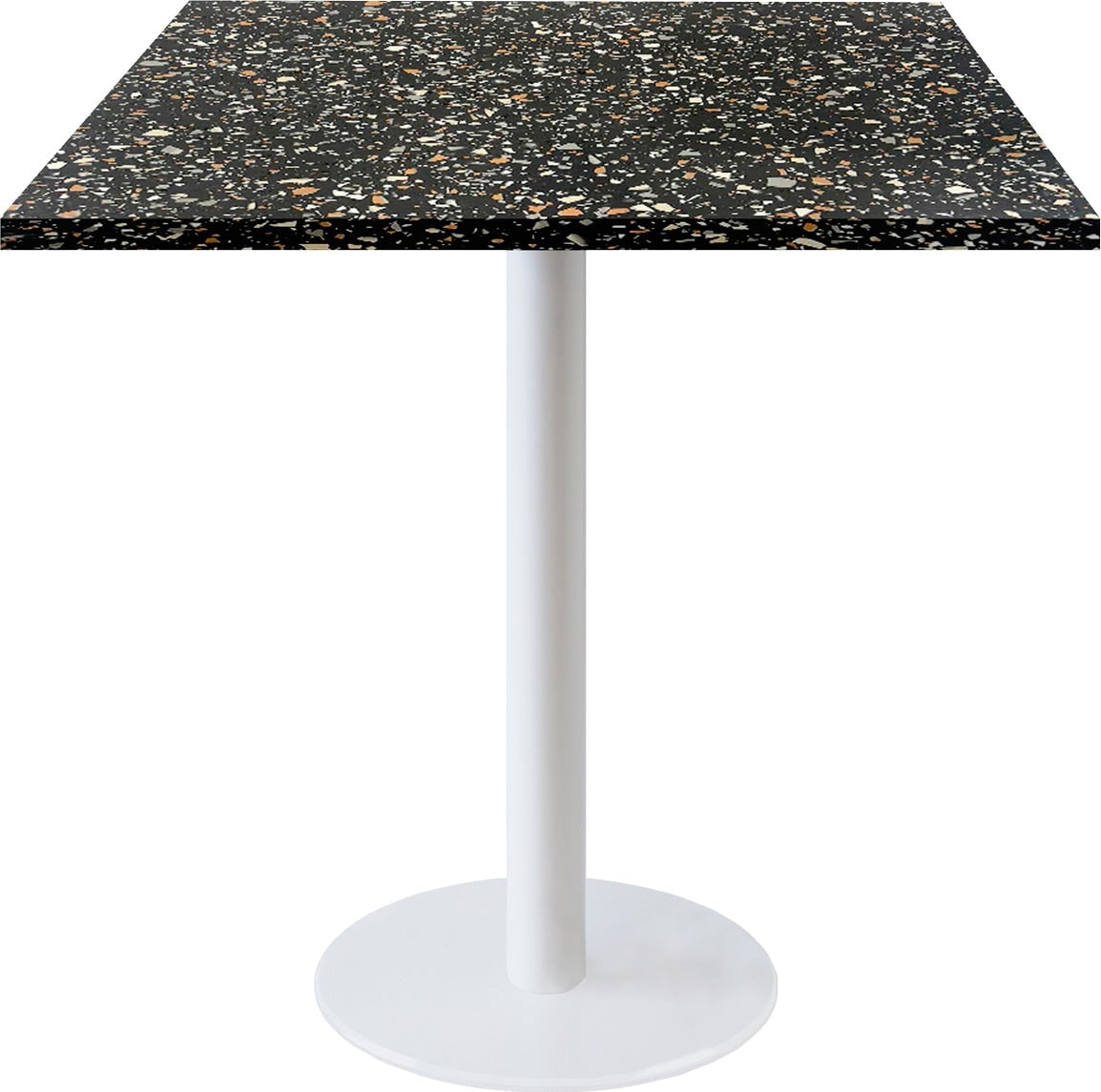 RestooTab - Tisch Rome weiß 70x70cm Dekor Terrazzo black chip