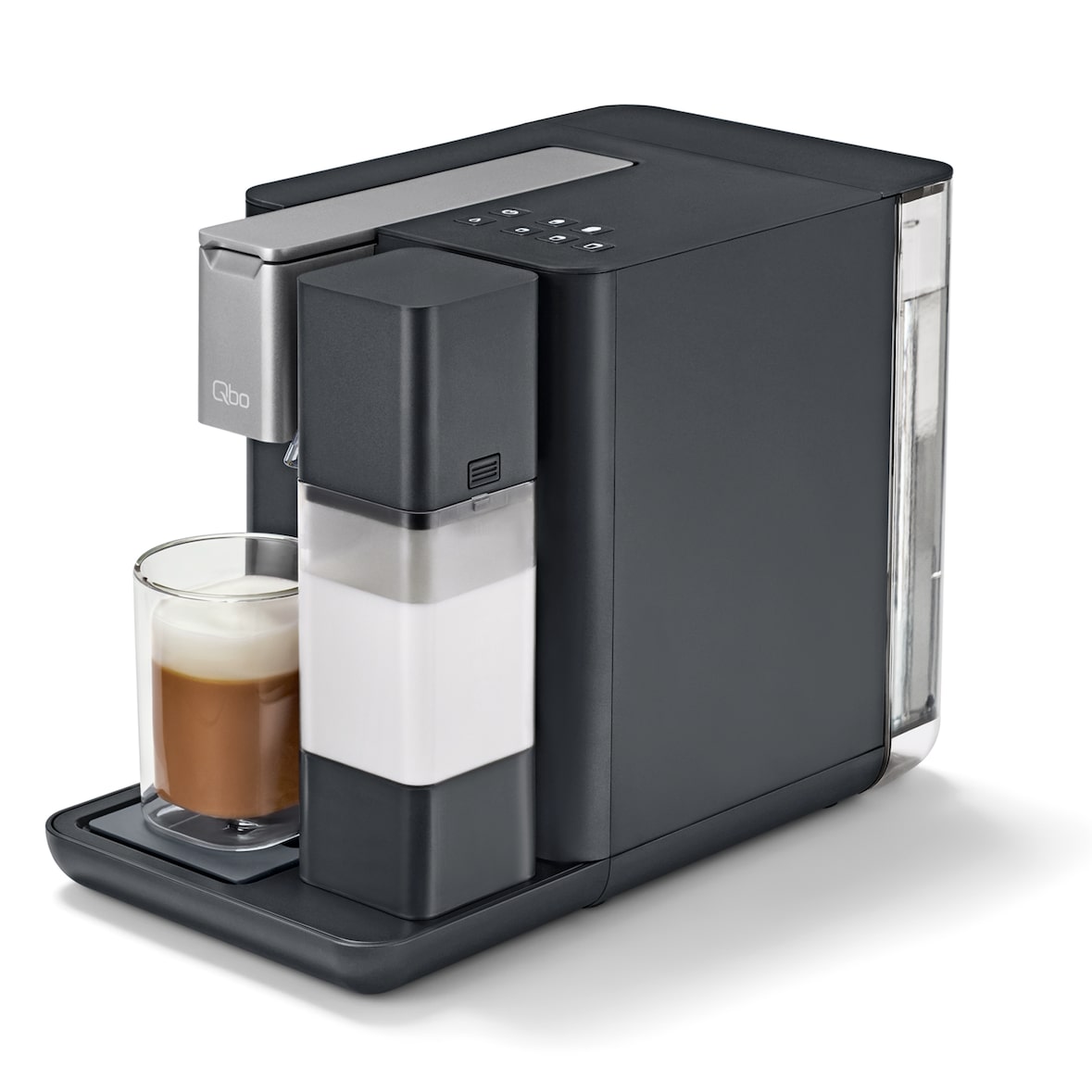 Tchibo Qbo MILK MASTER Premium Kapselmaschine mit Milchschaumfunktion, Grey