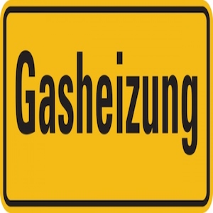 Hinweisschild, Gasheizung, 100x200mm, Folie selbstklebend - 200x100 mm Folie selbstklebend