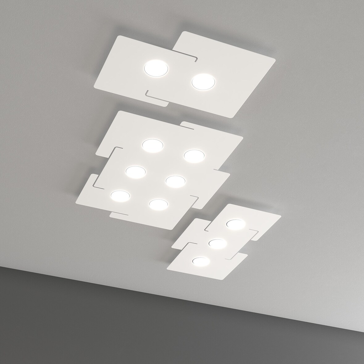 ECHO Top Light led-plafondlamp in rechthoekig wit metaal met 3 Gx53 fittingen