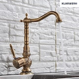 thumbnail of JULIAN | Torneira de cozinha vintage premium de latão escovado | misturadora retro de aço inoxidável para cozinha Gastro | 2 portas giratórias em 360°