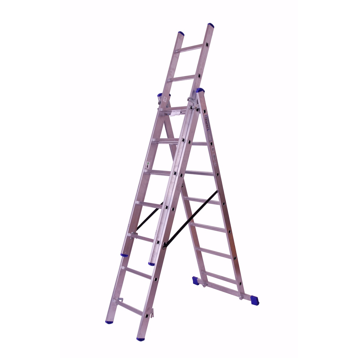 Stehleiter 3x7 Stufen Länge 4m 193x41cm ALU SZAGATO Stufenleiter Stehleiter ausziehbar Mehrzweckleiter Standleiter Schiebeleiter 3x7 Stehleiter