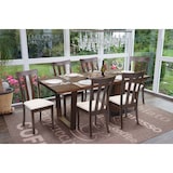 thumbnail of Set di 6 sedie da pranzo HWC-G46, sedia da cucina Sedia, tessuto/tessuto legno massiccio ~ struttura scura, beige