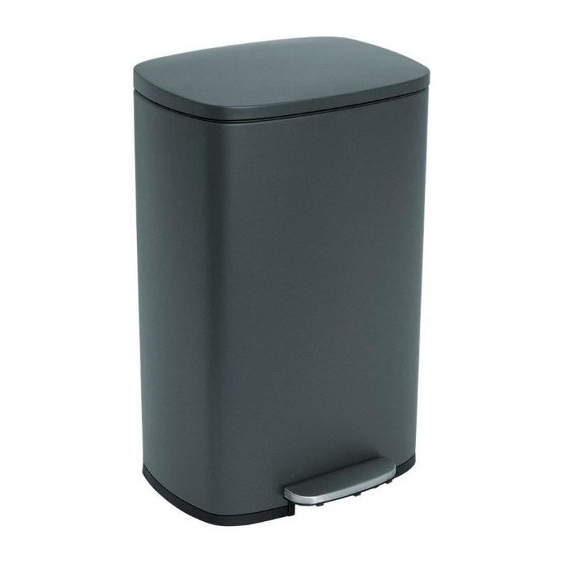 Poubelle De Cuisine A Pédale - Admiral - Kitchen Move - 50l - Design - Gris Mat En Acier Inox