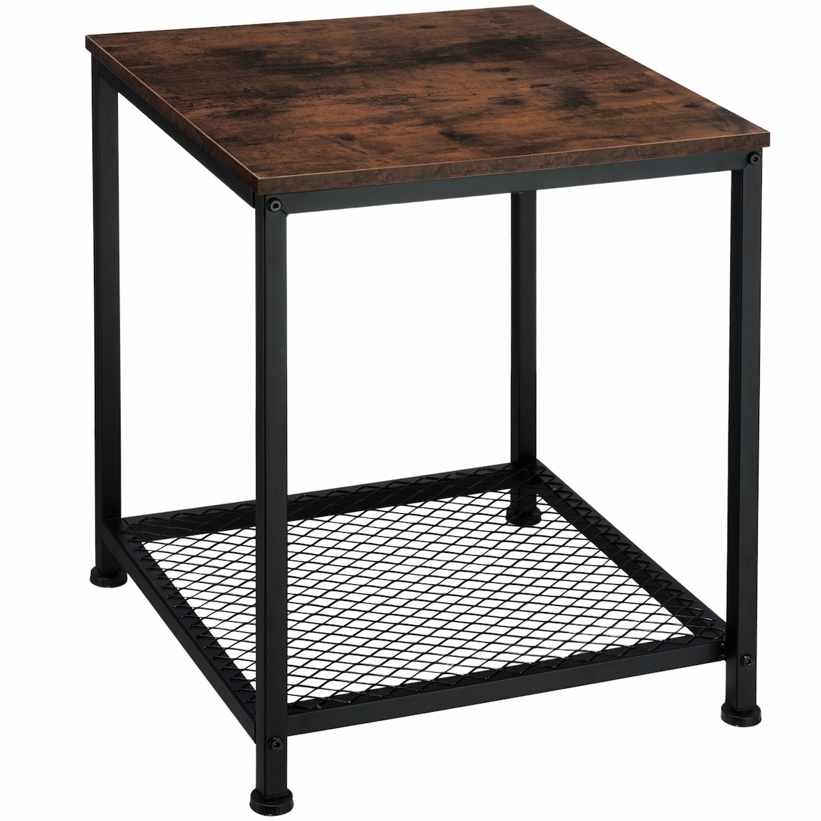 tectake Mesa de apoio Derby 45,5x45,5x55,5cm  Madeira Industrial Escura, Rústica