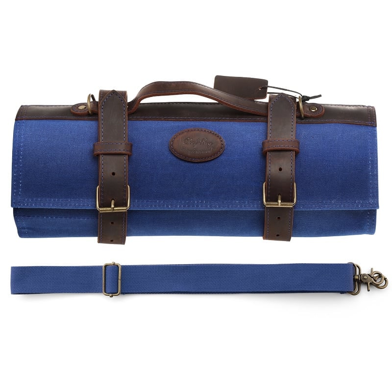 Hezhen - Messentas van canvas/leer - 43x15x15 cm - 900 gram - Blauw