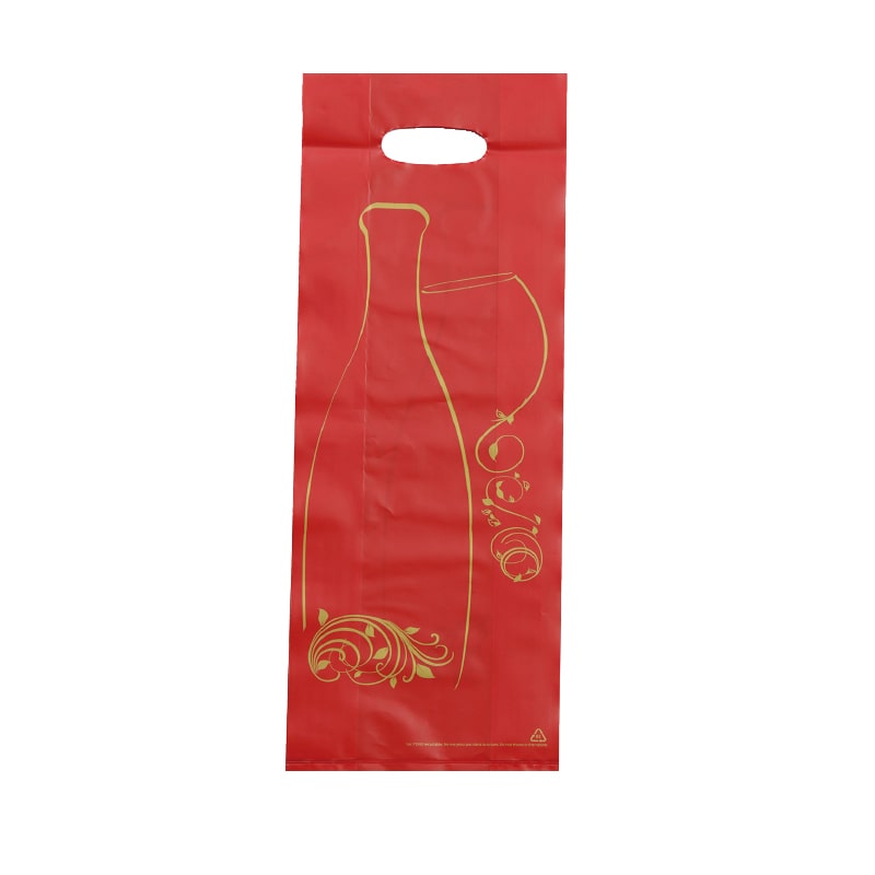 Tasche 2 Plastikflaschen HDPE rot ausgeschnittene Griffe 16 + 4/4 x 46 cm pro 1000 - Gimex