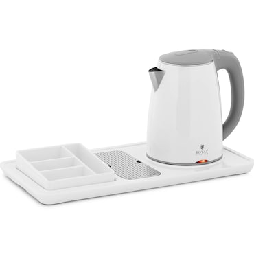 Royal Catering Bollitore elettrico professionale per hotel - Bianco - 1,2 L - 1.800 W - Con stazione tè e caffè