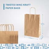 thumbnail of 100 Bolsas de Papel Kraft Marrón con Asas 32X12X42cm - Bolsa para Compras, Regalos, Bodas