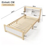 thumbnail of Einzelbett 90x200 cm mit Stauraum-Kopfteil aus massivem Holz – stilvolles Design und hohe Funktionalität Weiß
