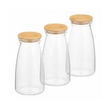 thumbnail of Relaxdays Vorratsgläser mit Deckel, 3er Set, 1400 ml, luftdicht, Lebensmittel-Lagerung, Vorratsdosen, transparent/ natur