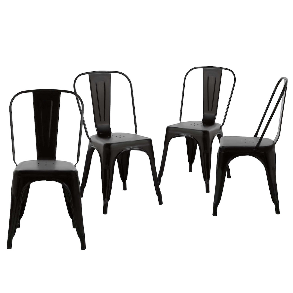 Pack 4 Cadeiras Industriais Forte Preto 45x51x84,5cm Thinia Home