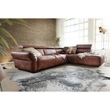 thumbnail of Sofá KAWOLA Sofá de esquina RISO con ajuste motorizado de profundidad de asiento chaise longue marrón de cuero a la derecha
