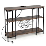 thumbnail of Helloshop26 - Wijnrek met tafelblad 113 x 35 x 85 cm opbergruimte voor 15 flessen oplaadstation bruin hout 20_0011041