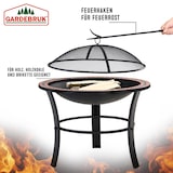 thumbnail of GARDEBRUK® Feuerschale mit Funkenschutz Schürhaken Abdeckung Rost Rund 76cm Mosaik Stahl Feuerkorb Feuerstelle Grill