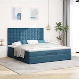 thumbnail of vidaXL Ottoman-Bett mit Matratzen Dunkelblau 200x200 cm Samt