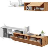 thumbnail of Dmora Einbaufertige Wand Miami, TV-Ständer für Wohnzimmer, Wohnzimmerkomposition mit Wohnwand und Regal, 220x40h44 cm, Asteffekt Eiche und Weiß